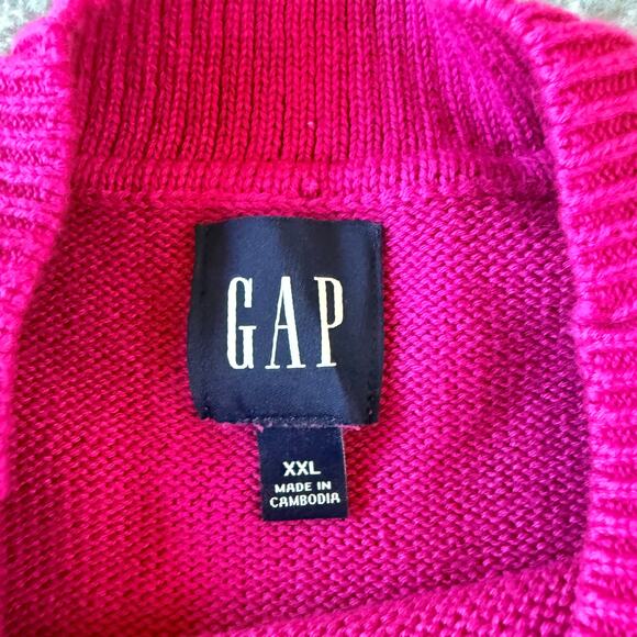 GAP Fuchsia Cotton Crew Neck Sweater Split Hem Women’s XXL - Picture 5 of 7